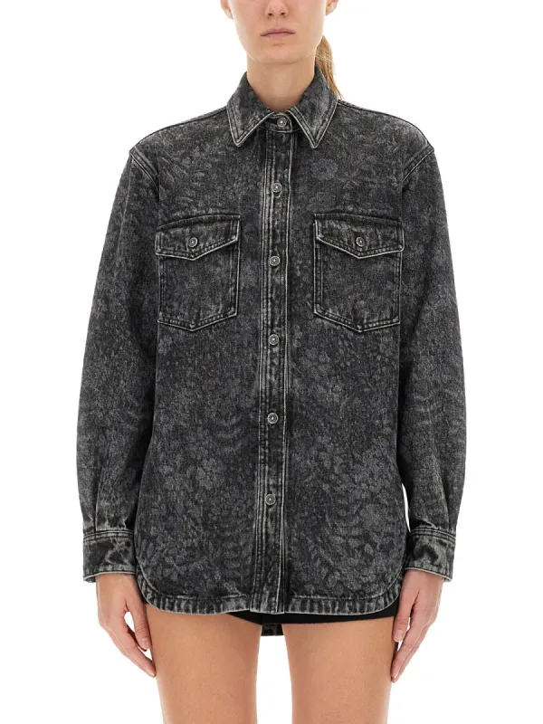 BLACK COTTON DENIM SHIRT sold by Lord & Taylor