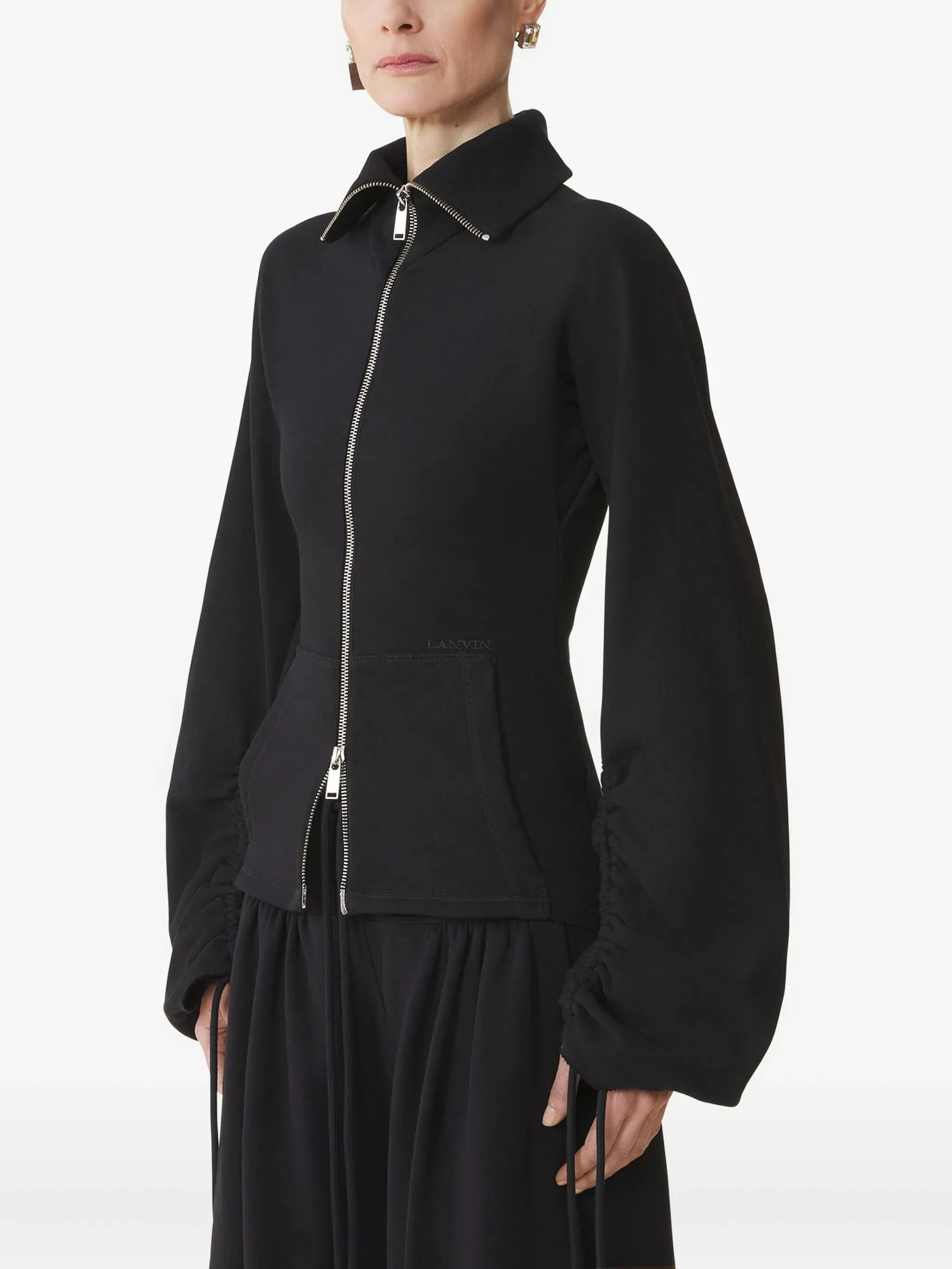 BLACK COTTON FULL ZIP JACKET sold by Lord & Taylor product image thumbnail 3