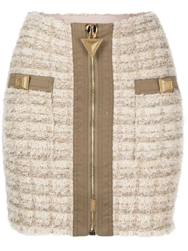 NUDE VISCOSE MINI SKIRT made by Balmain