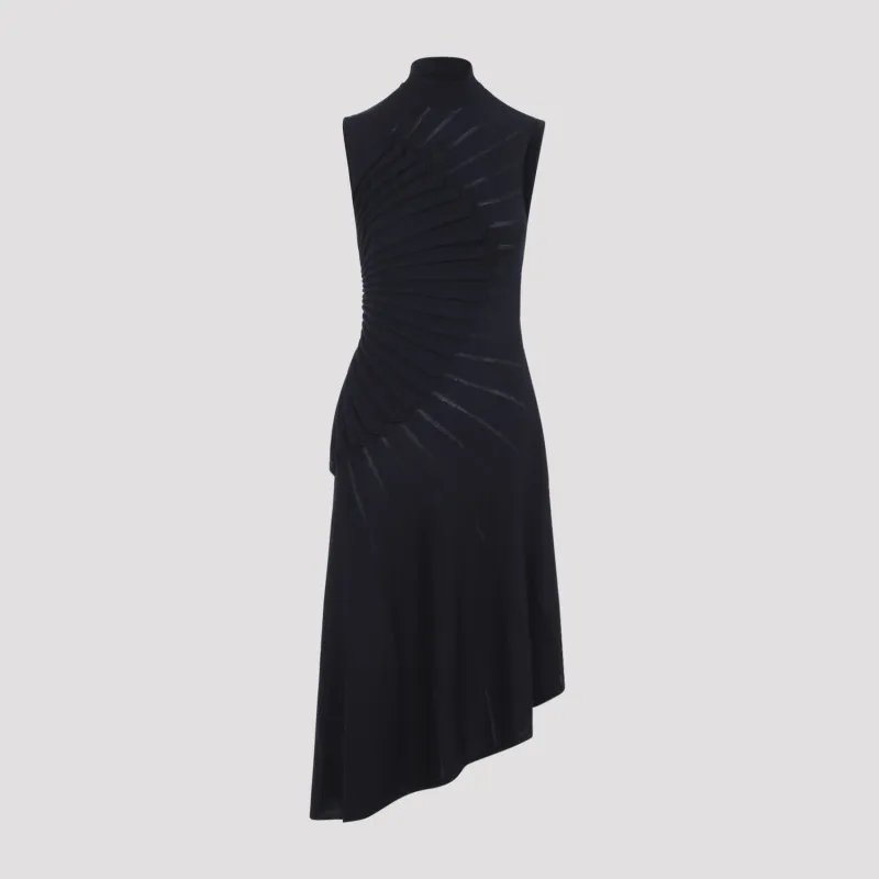 BLACK SCULPTING VIRGIN WOOL MIDI DRESS made by Alaia