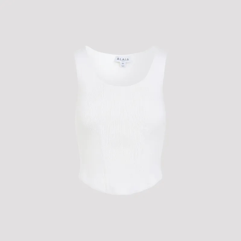 WHITE CORSET WOOL TOP made by Alaia