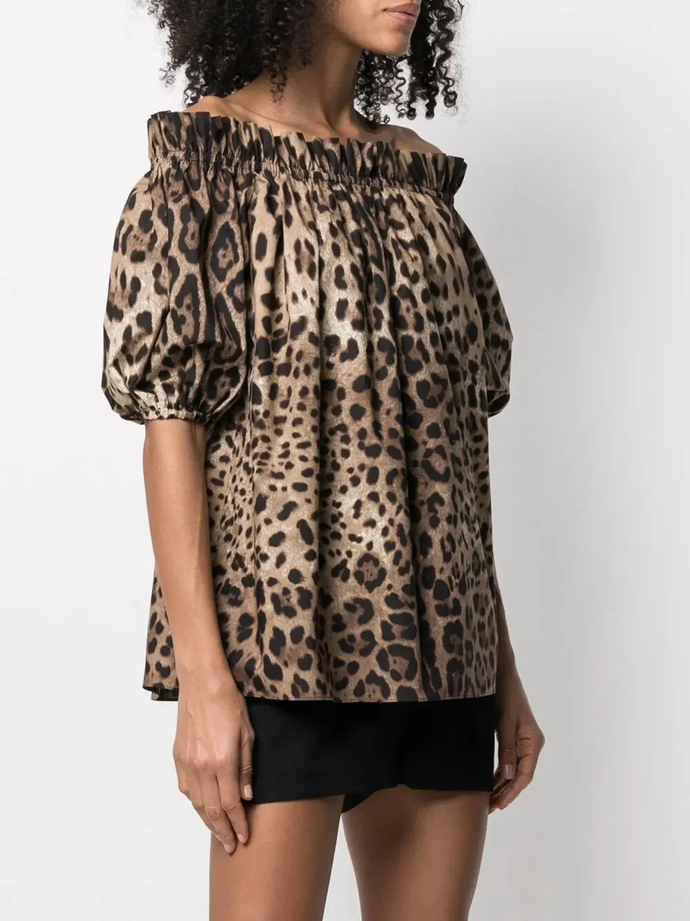 LEOPARD PRINT POPLIN SHORT-SLEEVED TOP sold by Lord & Taylor product image thumbnail 3