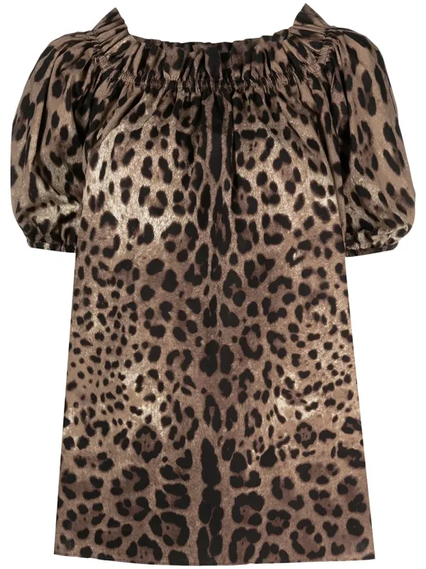 LEOPARD PRINT POPLIN SHORT-SLEEVED TOP sold by Lord & Taylor