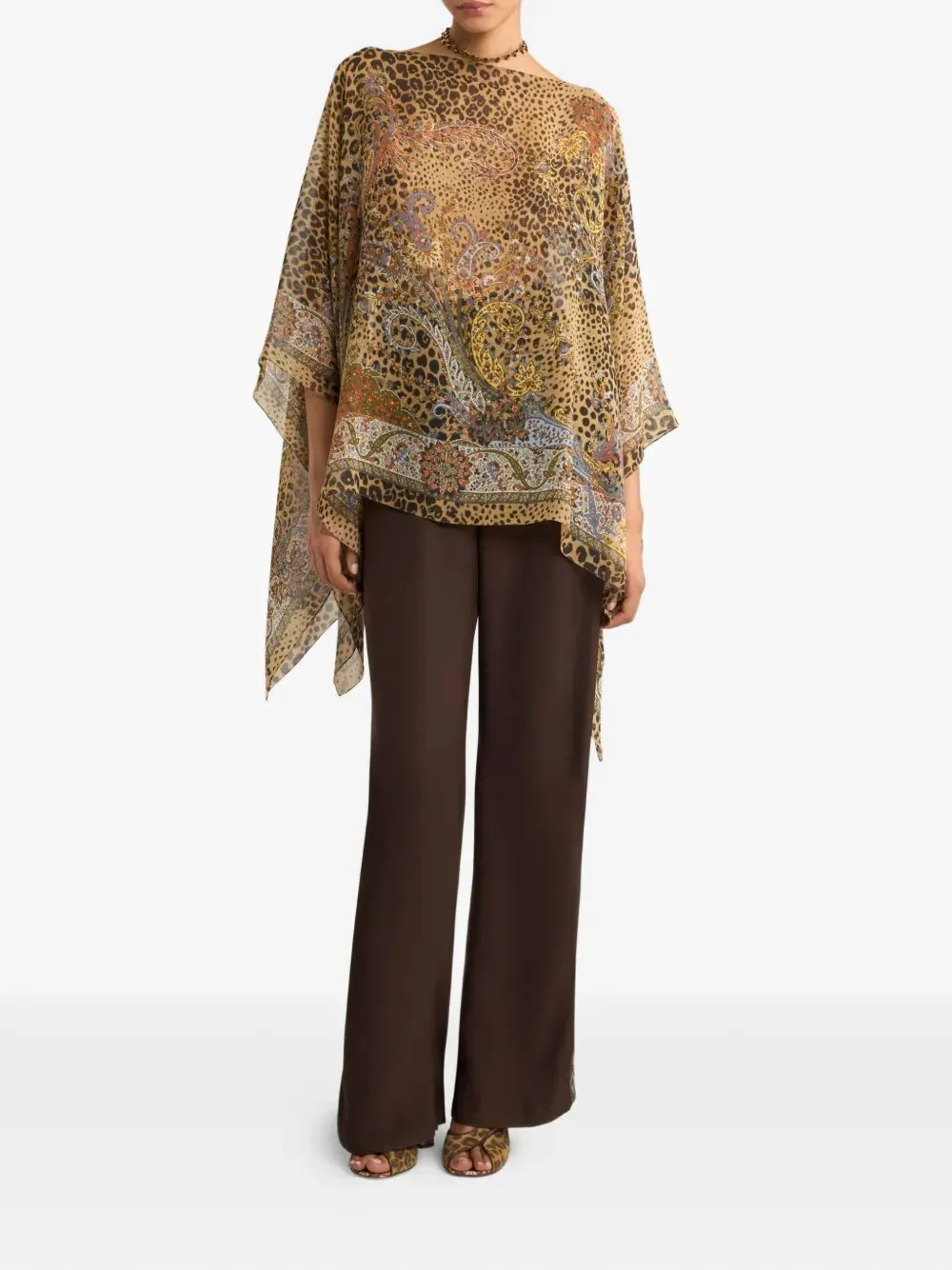 SILK PONCHO TOP WITH PAISLEY AND ANIMAL MOTIF sold by Lord & Taylor product image thumbnail 2