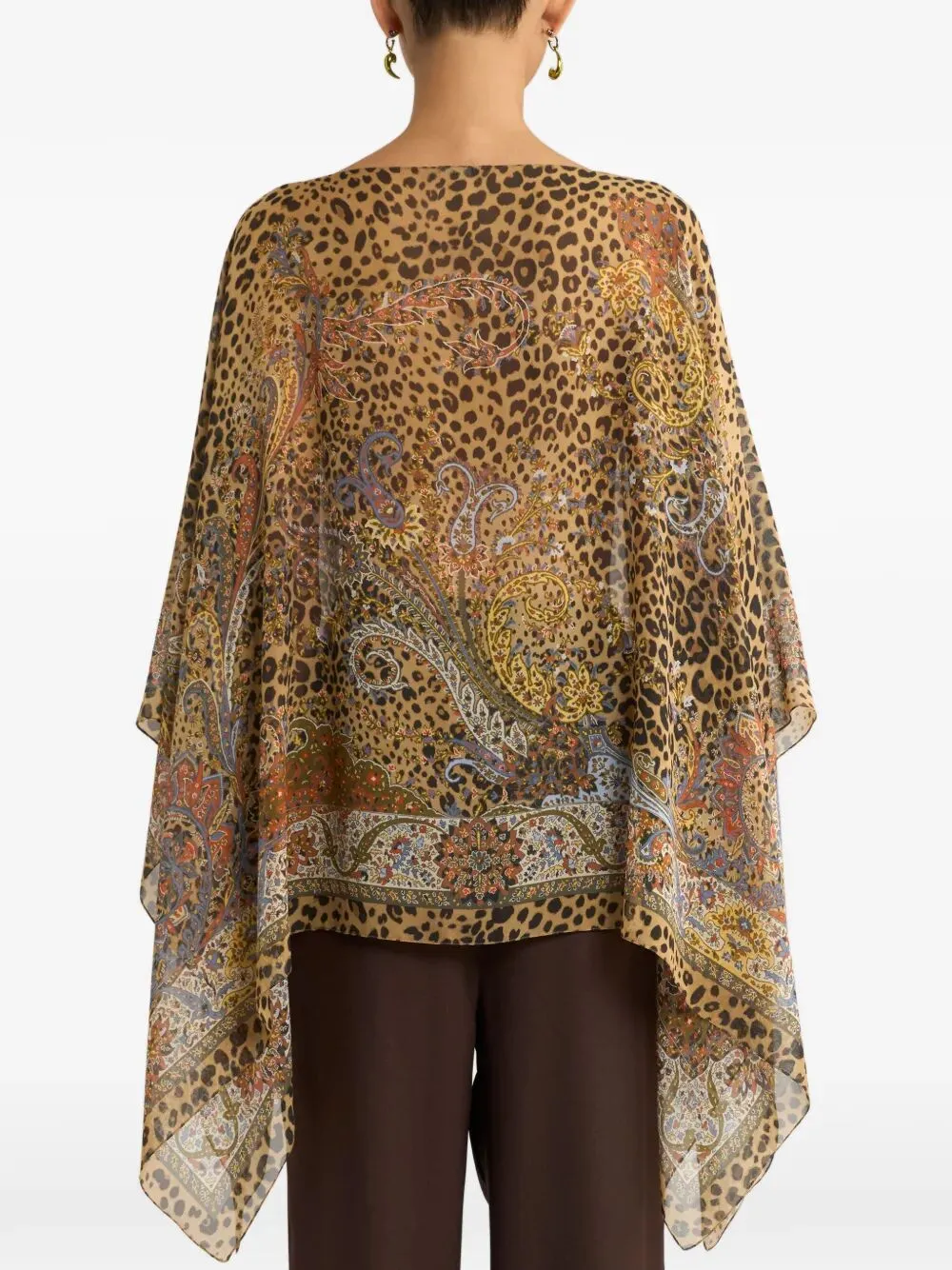 SILK PONCHO TOP WITH PAISLEY AND ANIMAL MOTIF sold by Lord & Taylor product image thumbnail 3