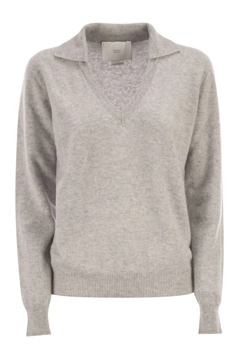 PATTY - V-NECK JUMPER WITH POLO COLLAR sold by Lord & Taylor