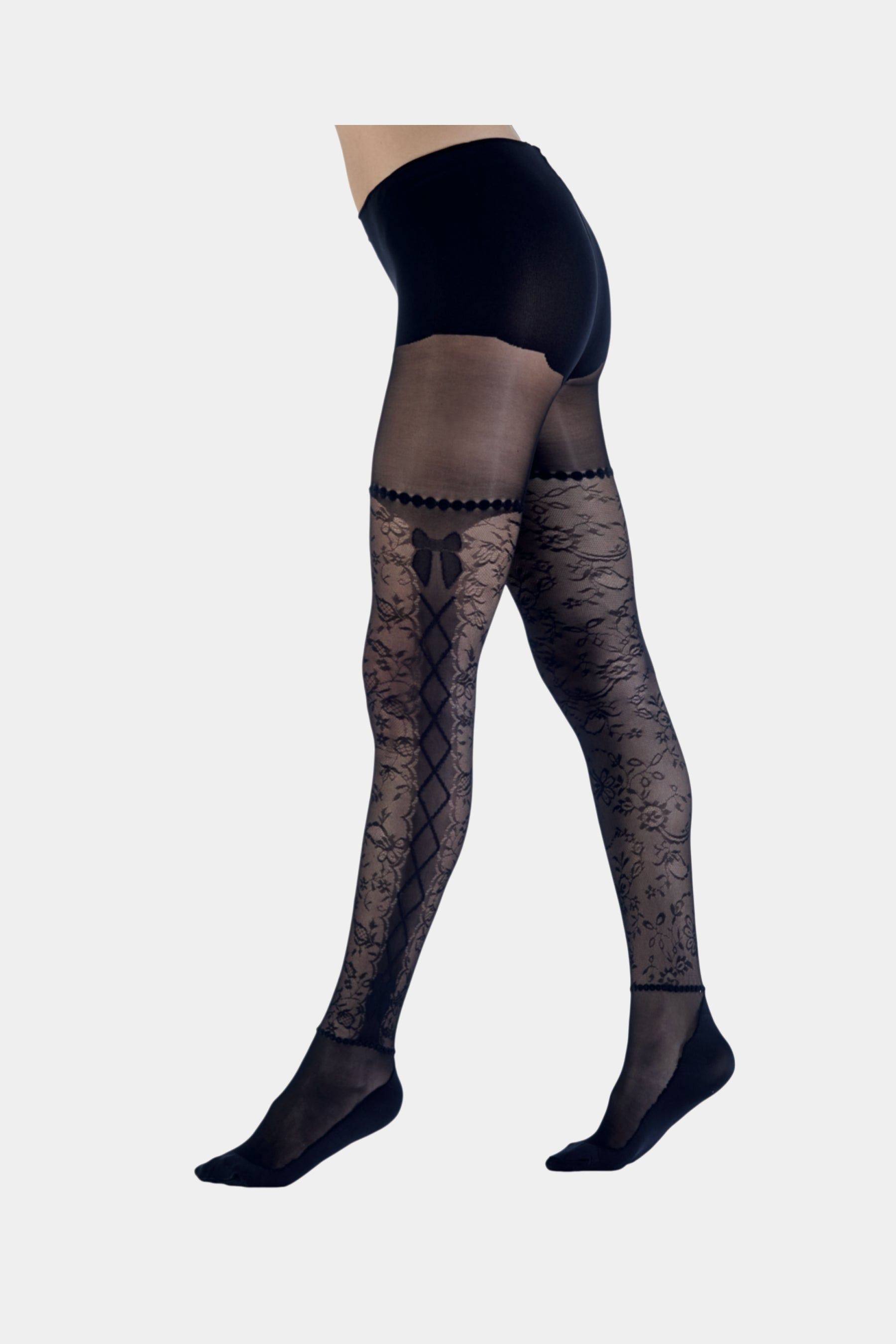 Jacquard Print Floral Bow Tights sold by Lord & Taylor