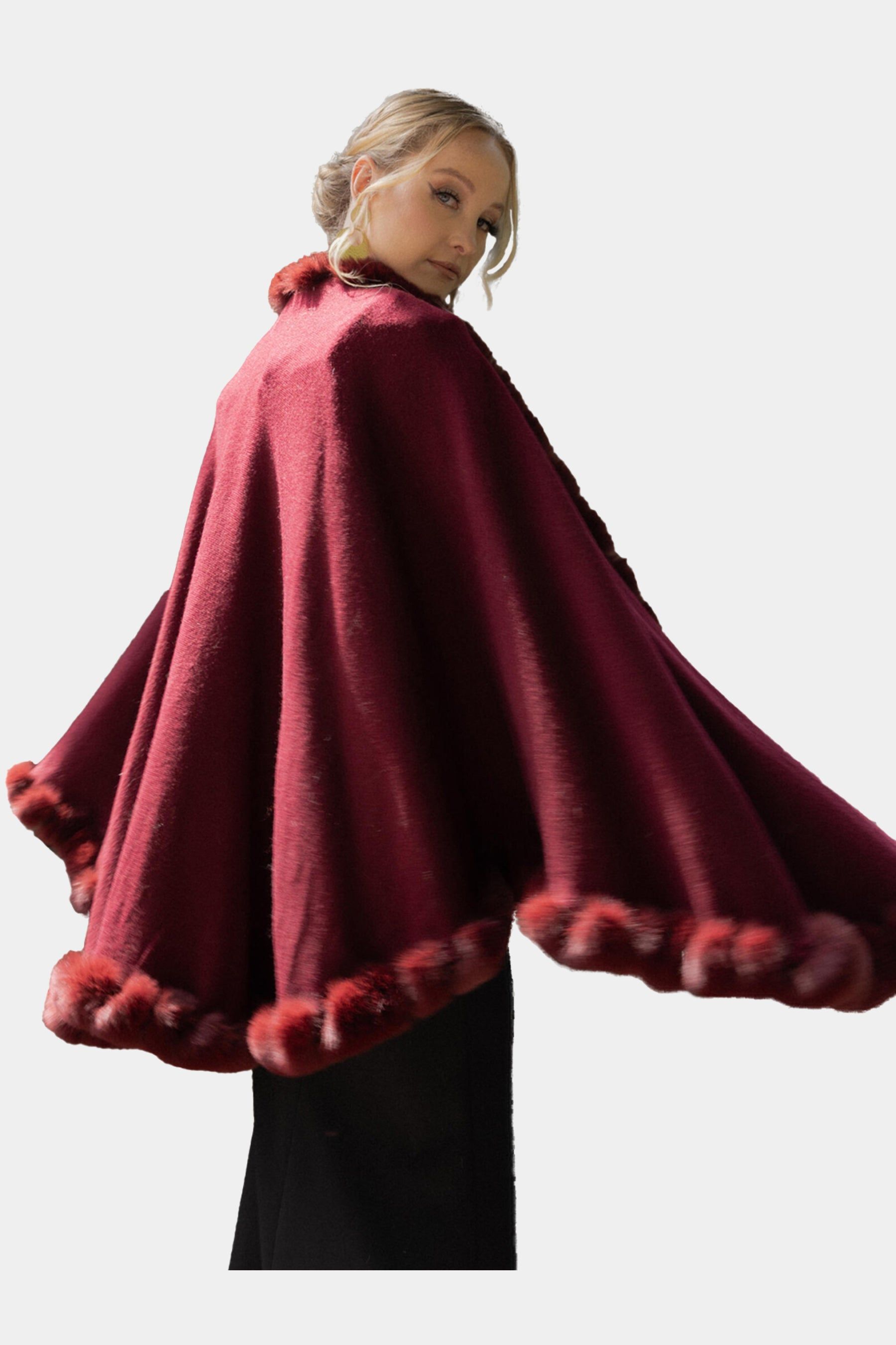 Faux Fur Trim Cape sold by Lord & Taylor product image thumbnail 7