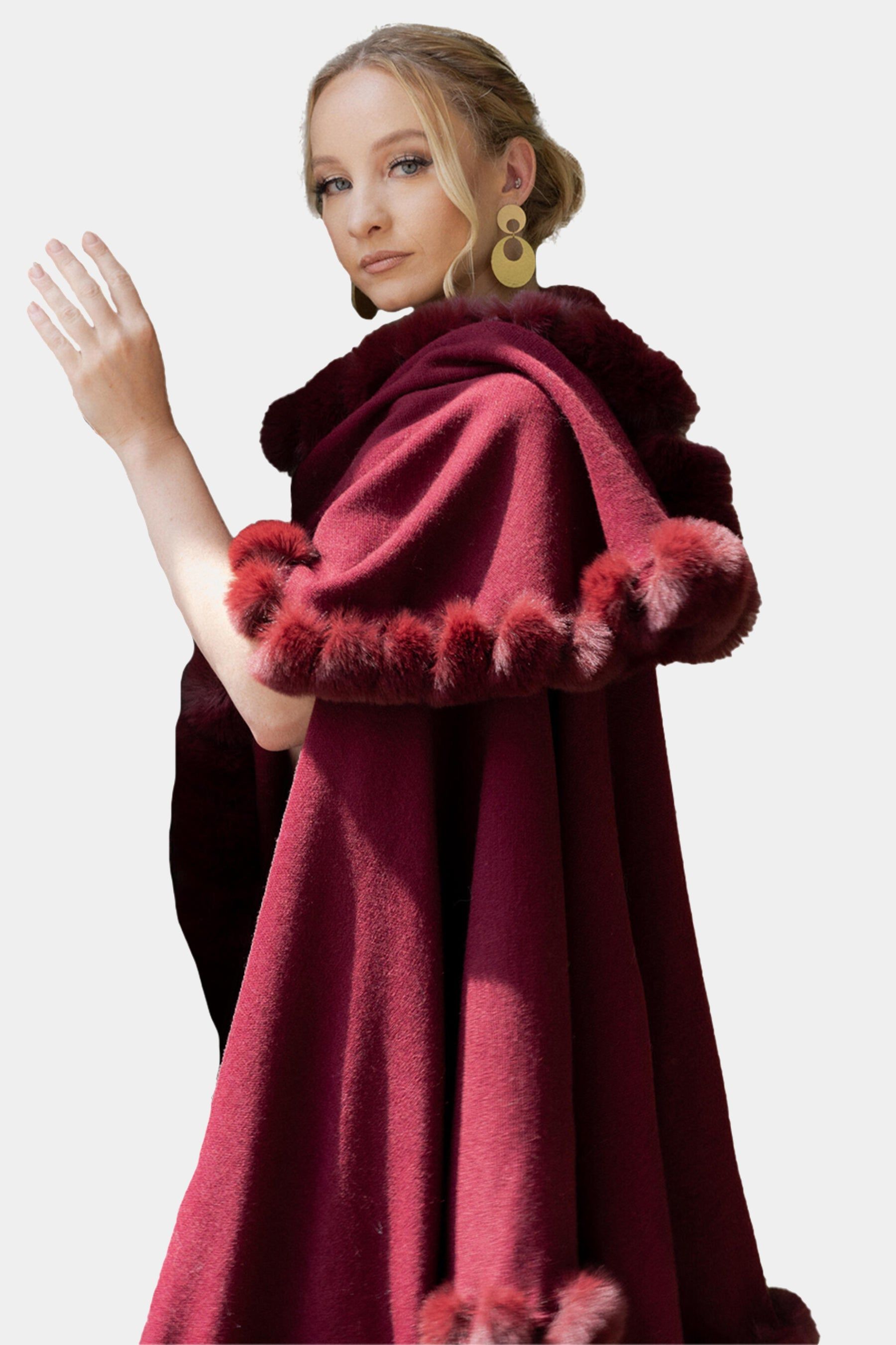 Faux Fur Trim Cape sold by Lord & Taylor product image thumbnail 5