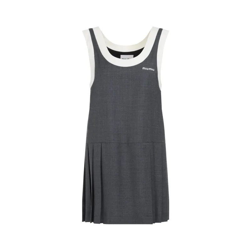 DARK GREY WOOL MINI DRESS made by Miu Miu