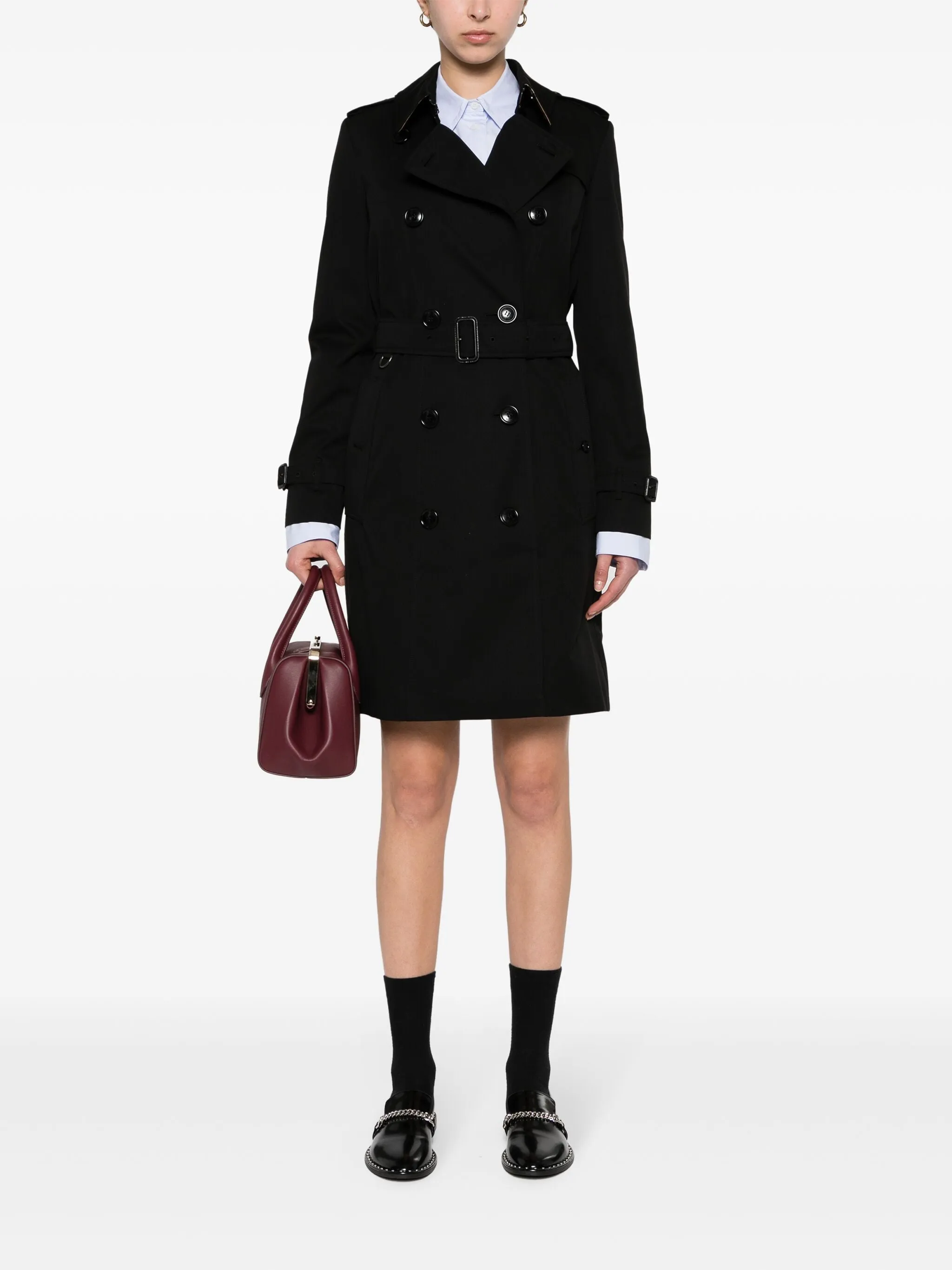 BLACK COTTON TRENCH COAT sold by Lord & Taylor product image thumbnail 2