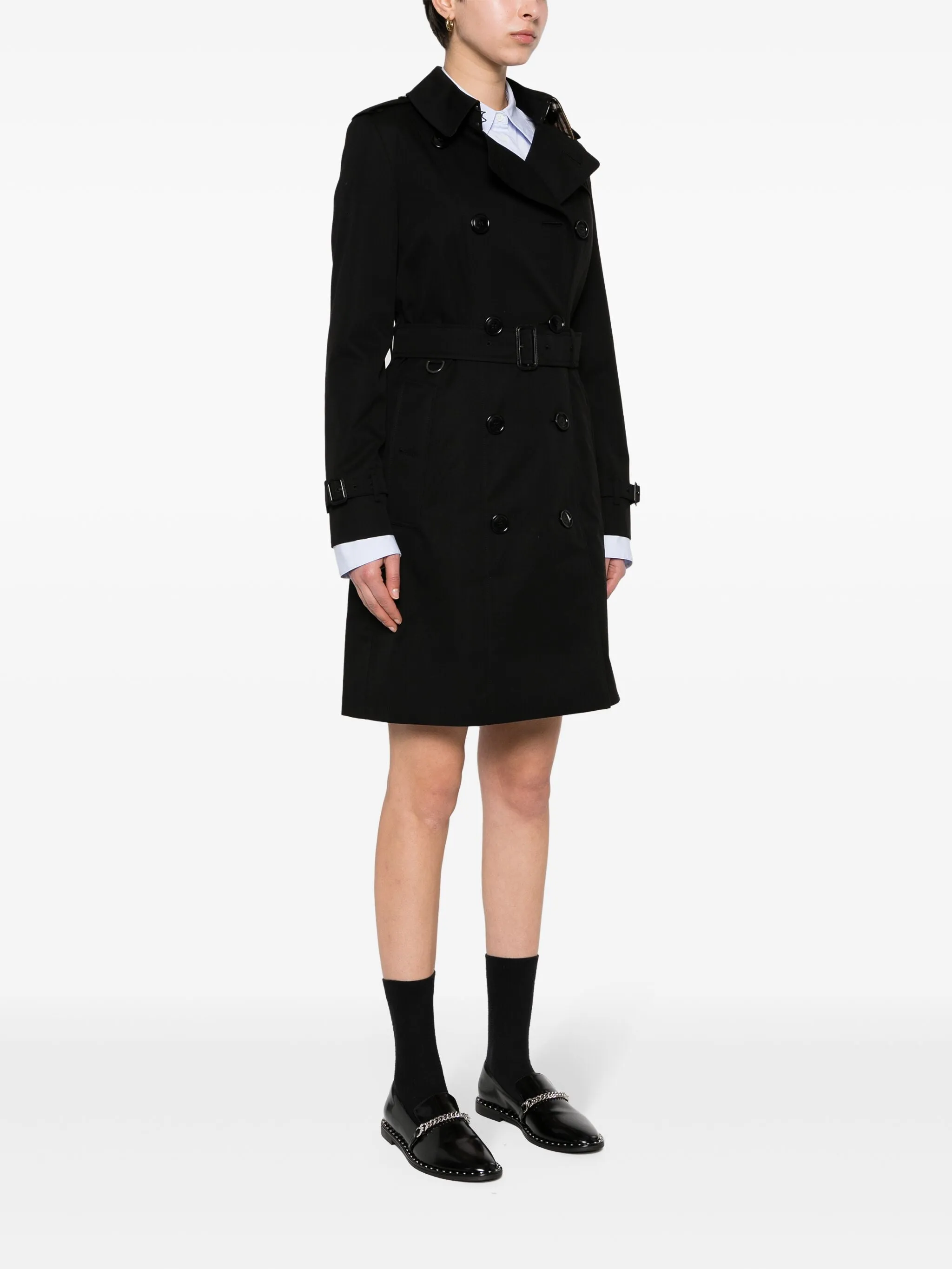 BLACK COTTON TRENCH COAT sold by Lord & Taylor product image thumbnail 3