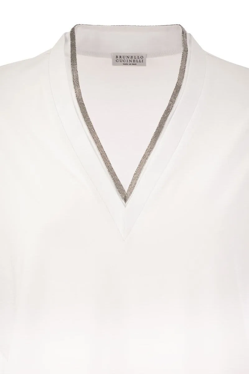 STRETCH COTTON JERSEY T-SHIRT WITH PRECIOUS NECKLINE sold by Lord & Taylor product image thumbnail 4