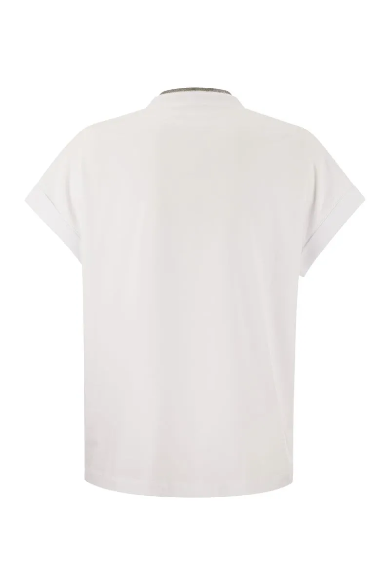 STRETCH COTTON JERSEY T-SHIRT WITH PRECIOUS NECKLINE sold by Lord & Taylor product image thumbnail 2
