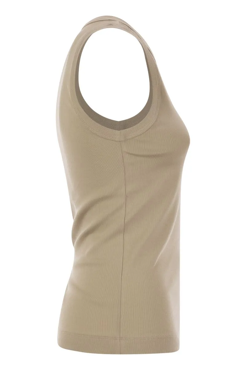 STRETCH COTTON RIBBED JERSEY TOP WITH MONILE sold by Lord & Taylor product image thumbnail 3