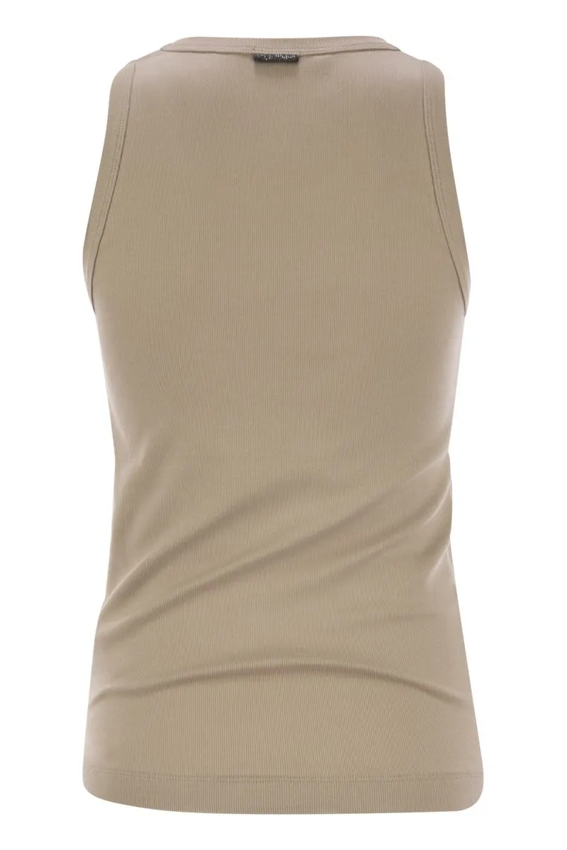 STRETCH COTTON RIBBED JERSEY TOP WITH MONILE sold by Lord & Taylor product image thumbnail 2