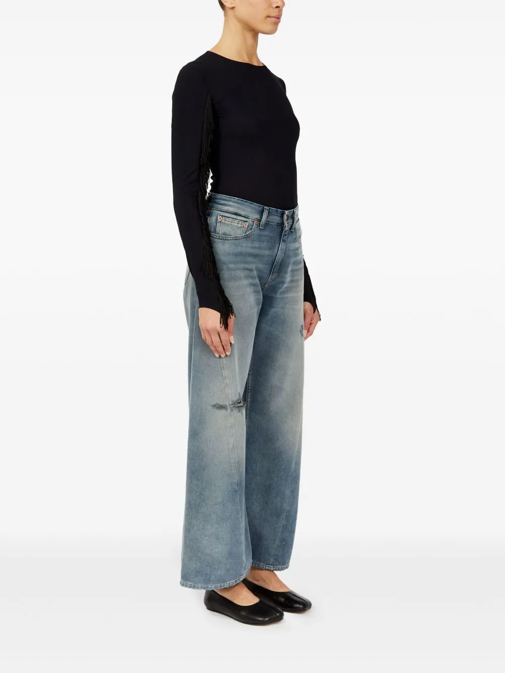 WIDE-LEG DENIM JEANS sold by Lord & Taylor product image thumbnail 3