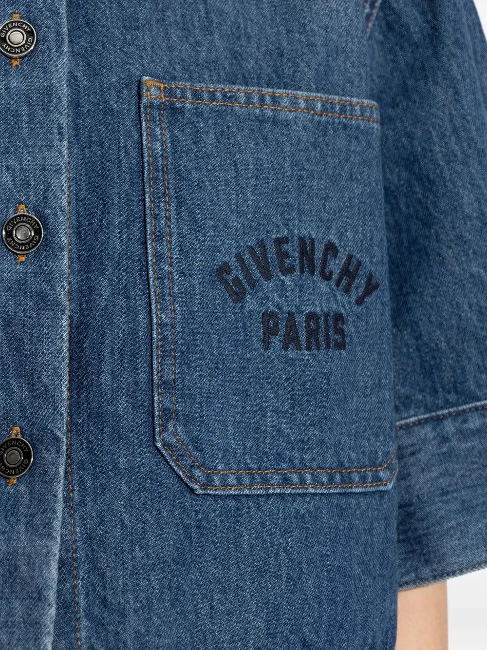 CROPPED COCOON SHIRT IN MEDIUM BLUE DENIM sold by Lord & Taylor product image thumbnail 5