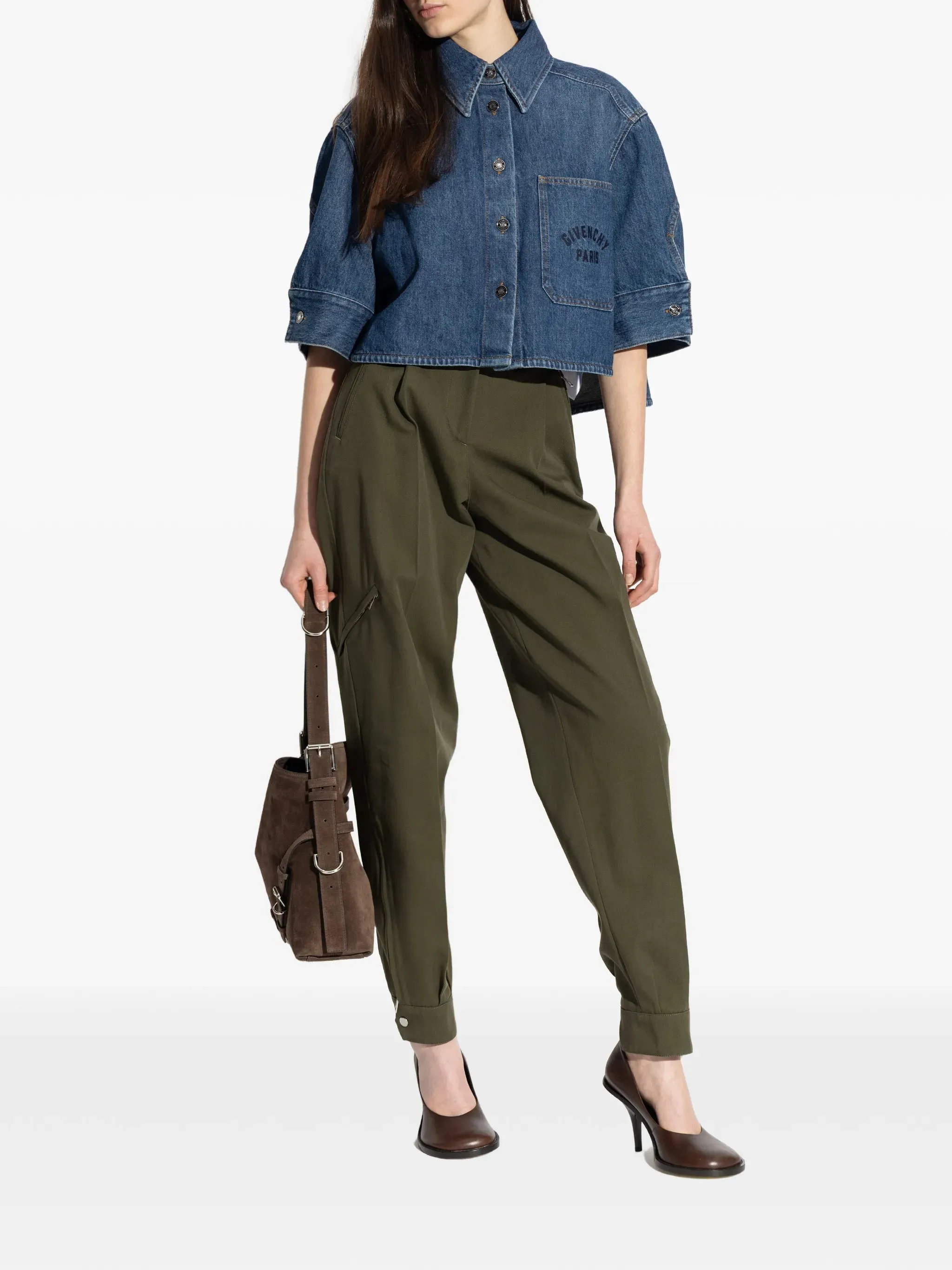 CROPPED COCOON SHIRT IN MEDIUM BLUE DENIM sold by Lord & Taylor product image thumbnail 2