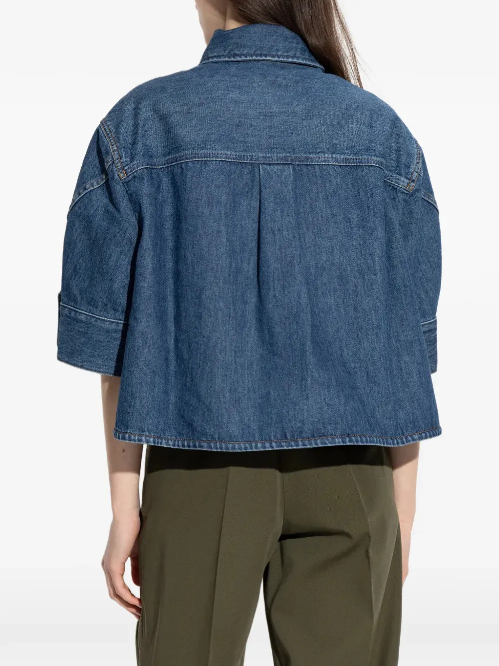 CROPPED COCOON SHIRT IN MEDIUM BLUE DENIM sold by Lord & Taylor product image thumbnail 4