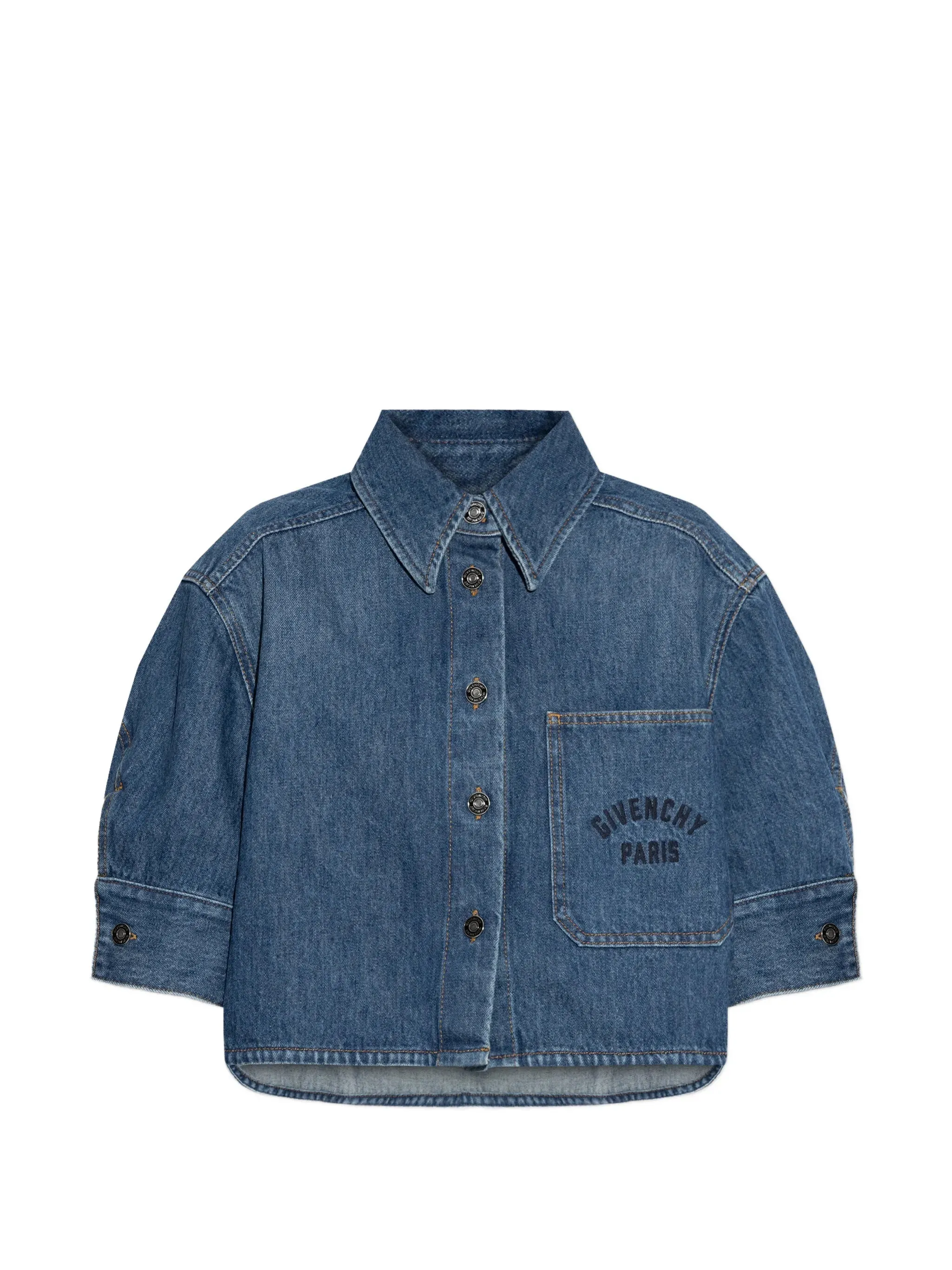 CROPPED COCOON SHIRT IN MEDIUM BLUE DENIM sold by Lord & Taylor