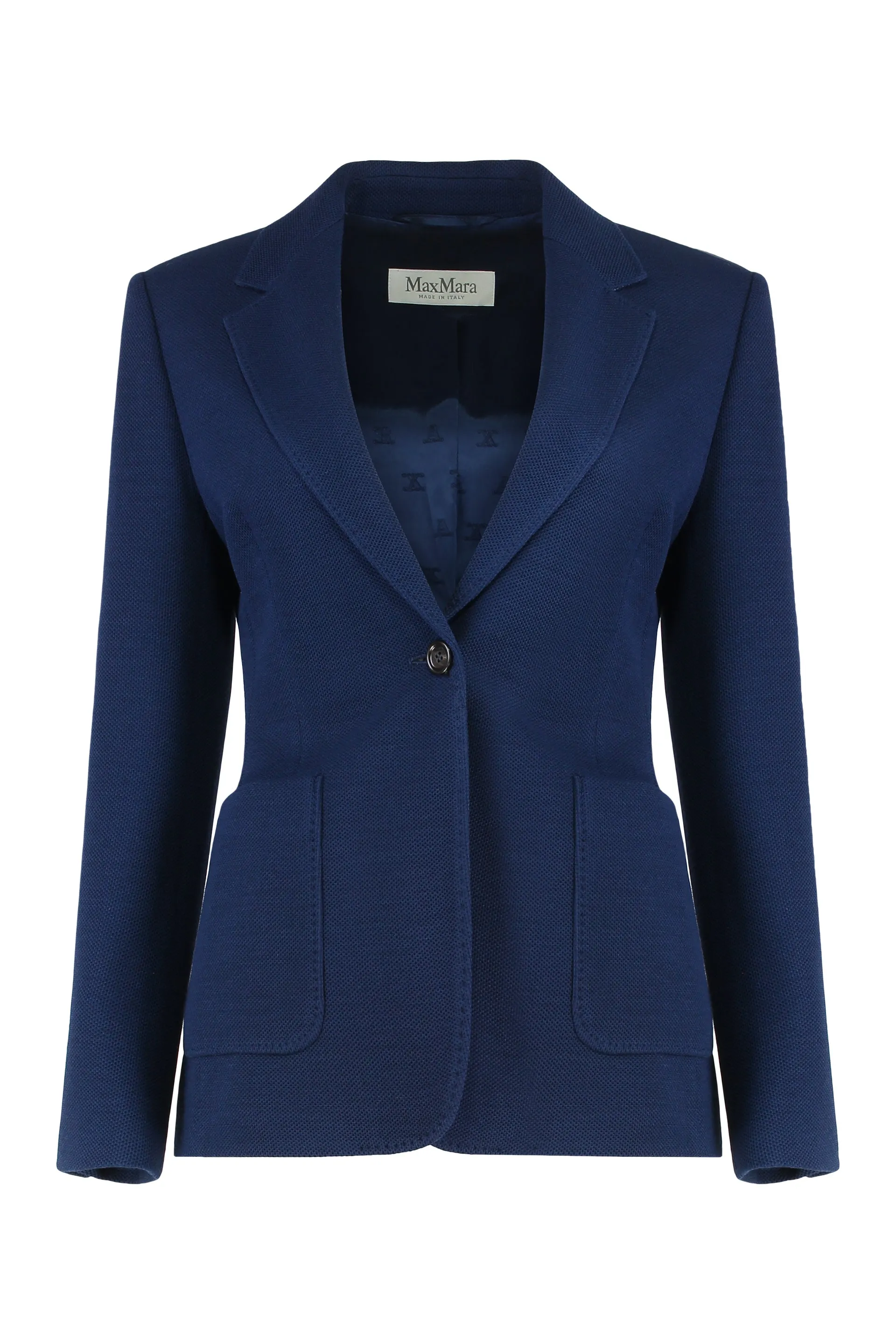 SINGLE-BUTTON BLAZER IN PIQUE JERSEY sold by Lord & Taylor