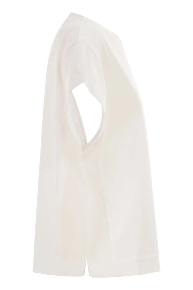 COTTON T-SHIRT WITH SLEEVES AND TRANSPARENT SIDE INSERTS sold by Lord & Taylor product image thumbnail 3