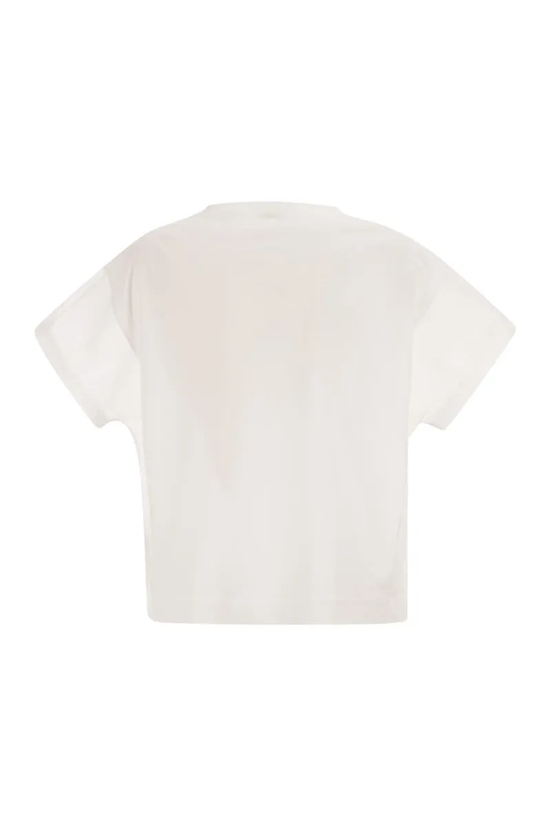 COTTON T-SHIRT WITH SLEEVES AND TRANSPARENT SIDE INSERTS sold by Lord & Taylor product image thumbnail 2