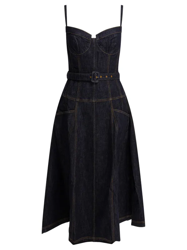 DENIM FLARED MIDI DRESS sold by Lord & Taylor