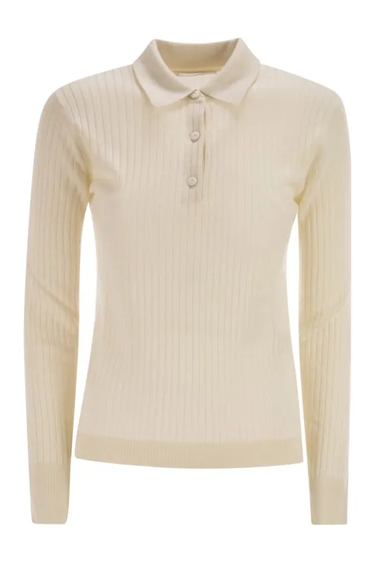 MXPGITANO - RIBBED KNIT POLO SHIRT IN CASHMERE AND SILK sold by Lord & Taylor