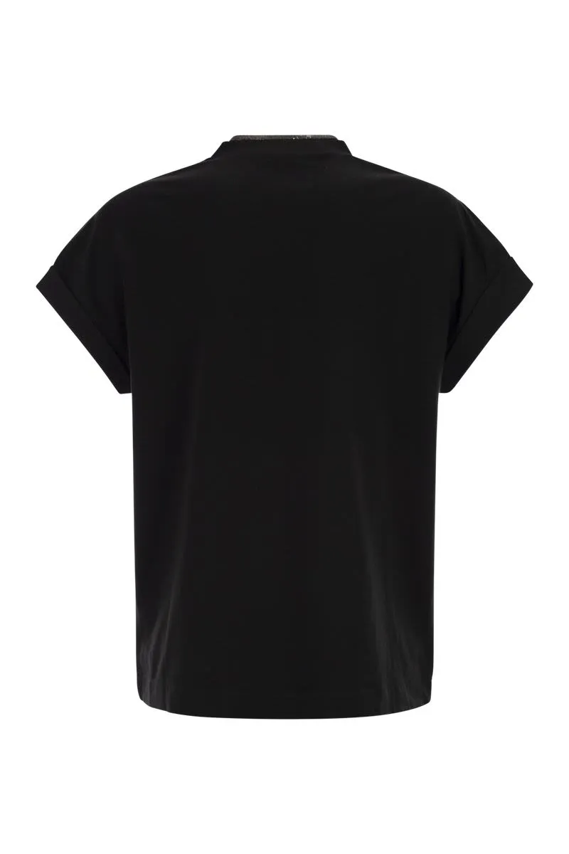 STRETCH COTTON JERSEY T-SHIRT WITH PRECIOUS NECKLINE sold by Lord & Taylor product image thumbnail 2