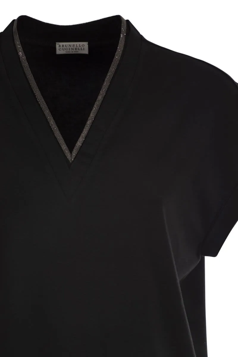 STRETCH COTTON JERSEY T-SHIRT WITH PRECIOUS NECKLINE sold by Lord & Taylor product image thumbnail 4
