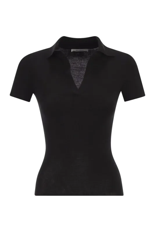 BLACK WOOL ALBERO POLO SHIRT sold by Lord & Taylor
