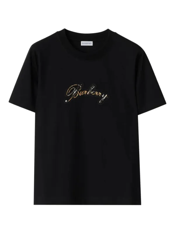 CHECK CURSIVE LOGO COTTON T-SHIRT made by Burberry