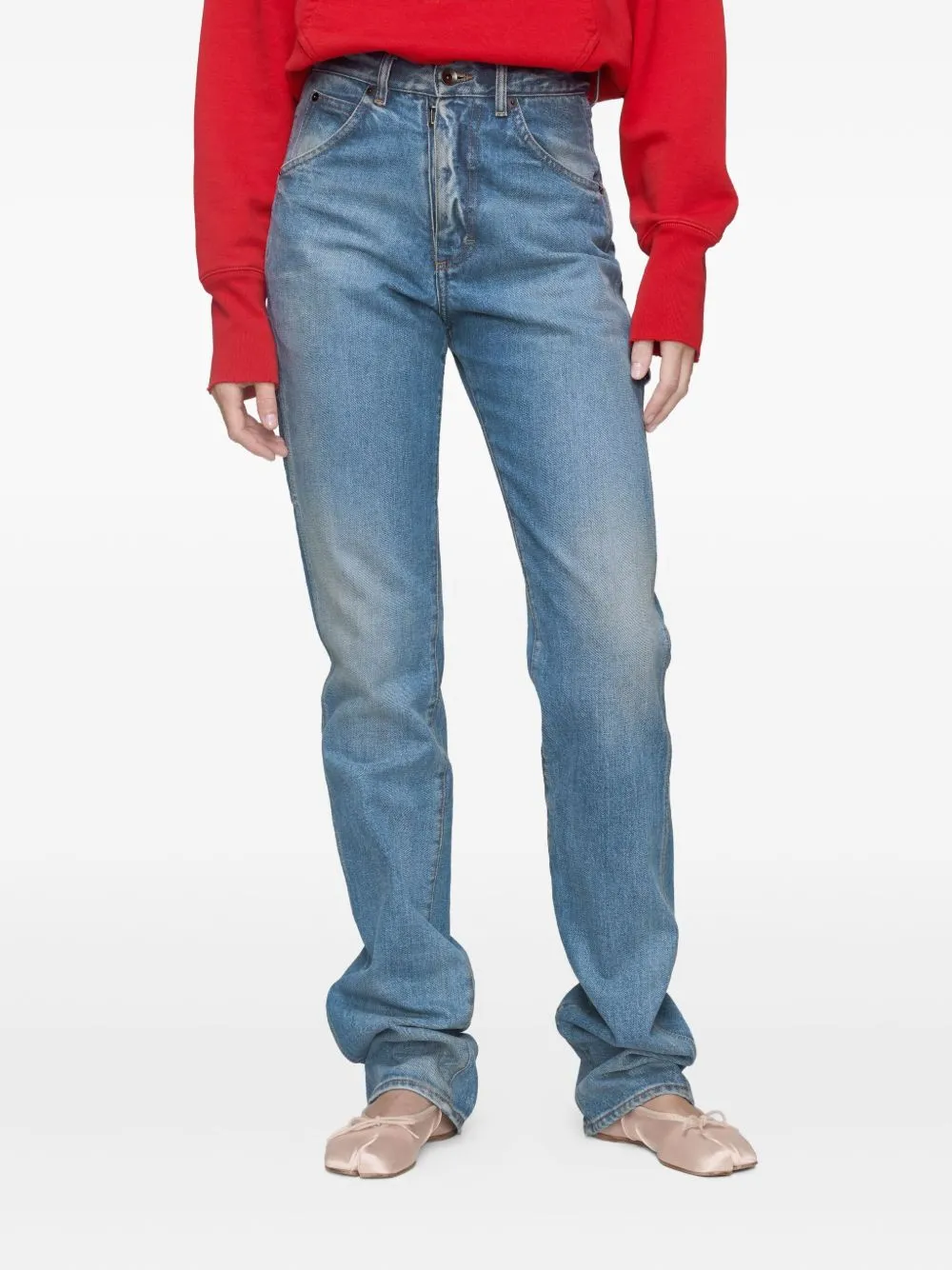 FADING-EFFECT DENIM STRAIGHT-LEG JEANS sold by Lord & Taylor product image thumbnail 2