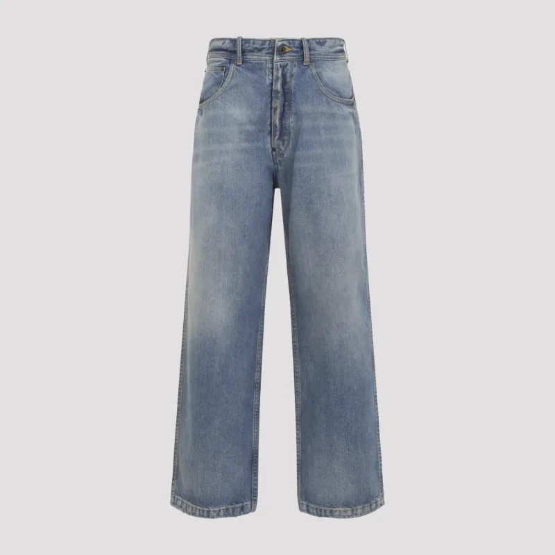 WASHED DENIM STRAIGHT-LEG CROPPED JEANS made by Maison Margiela