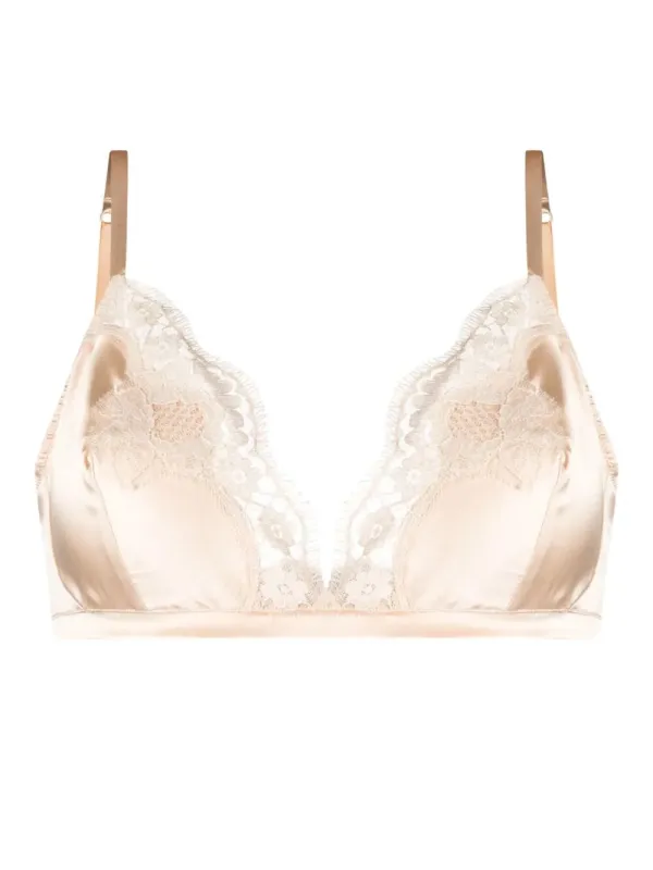 SOFT-CUP SATIN BRA WITH LACE DETAILING sold by Lord & Taylor