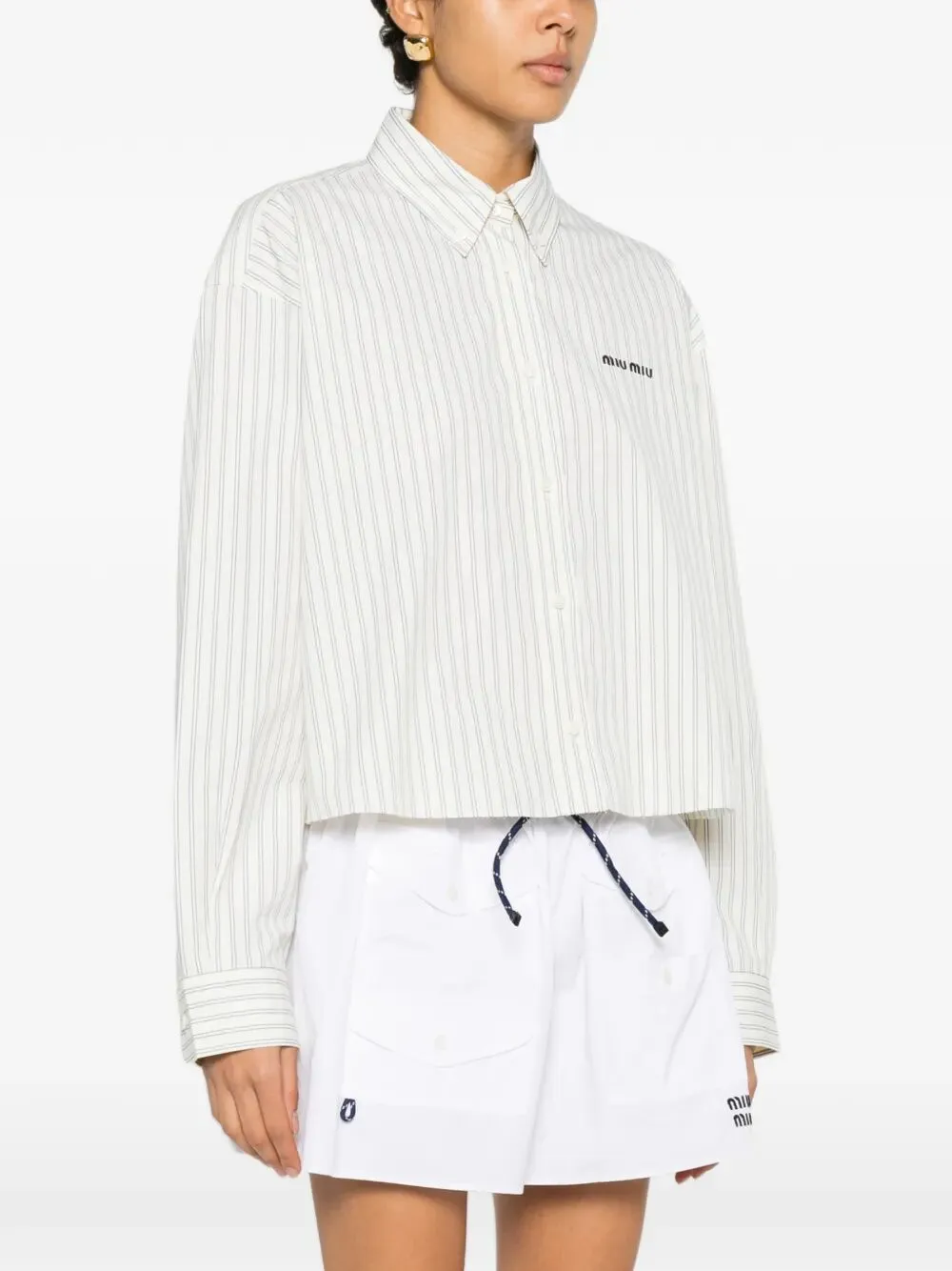 CROPPED STRIPED SHIRT sold by Lord & Taylor product image thumbnail 4