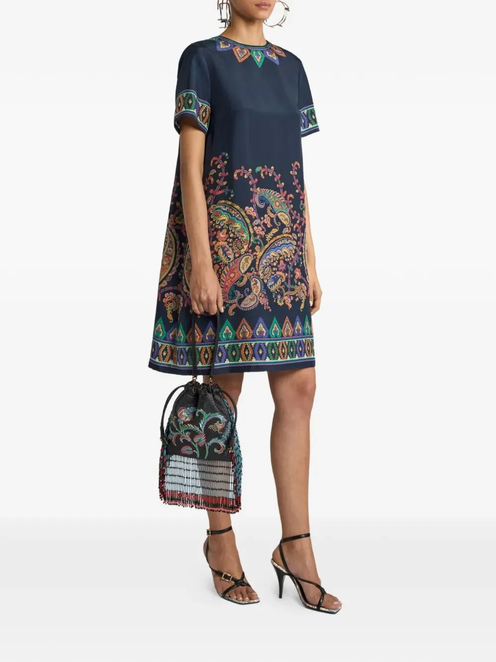 SILK MINI TUNIC DRESS WITH PLACED FLORAL PAISLEY PRINT sold by Lord & Taylor product image thumbnail 3