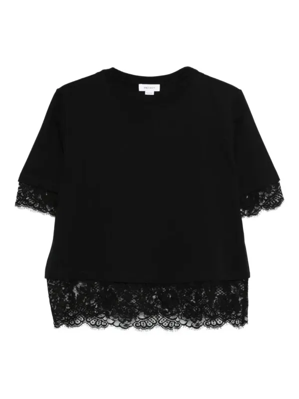WOMEN`S LACE DETAIL T-SHIRT IN BLACK sold by Lord & Taylor