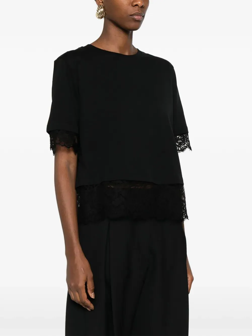 WOMEN`S LACE DETAIL T-SHIRT IN BLACK sold by Lord & Taylor product image thumbnail 5