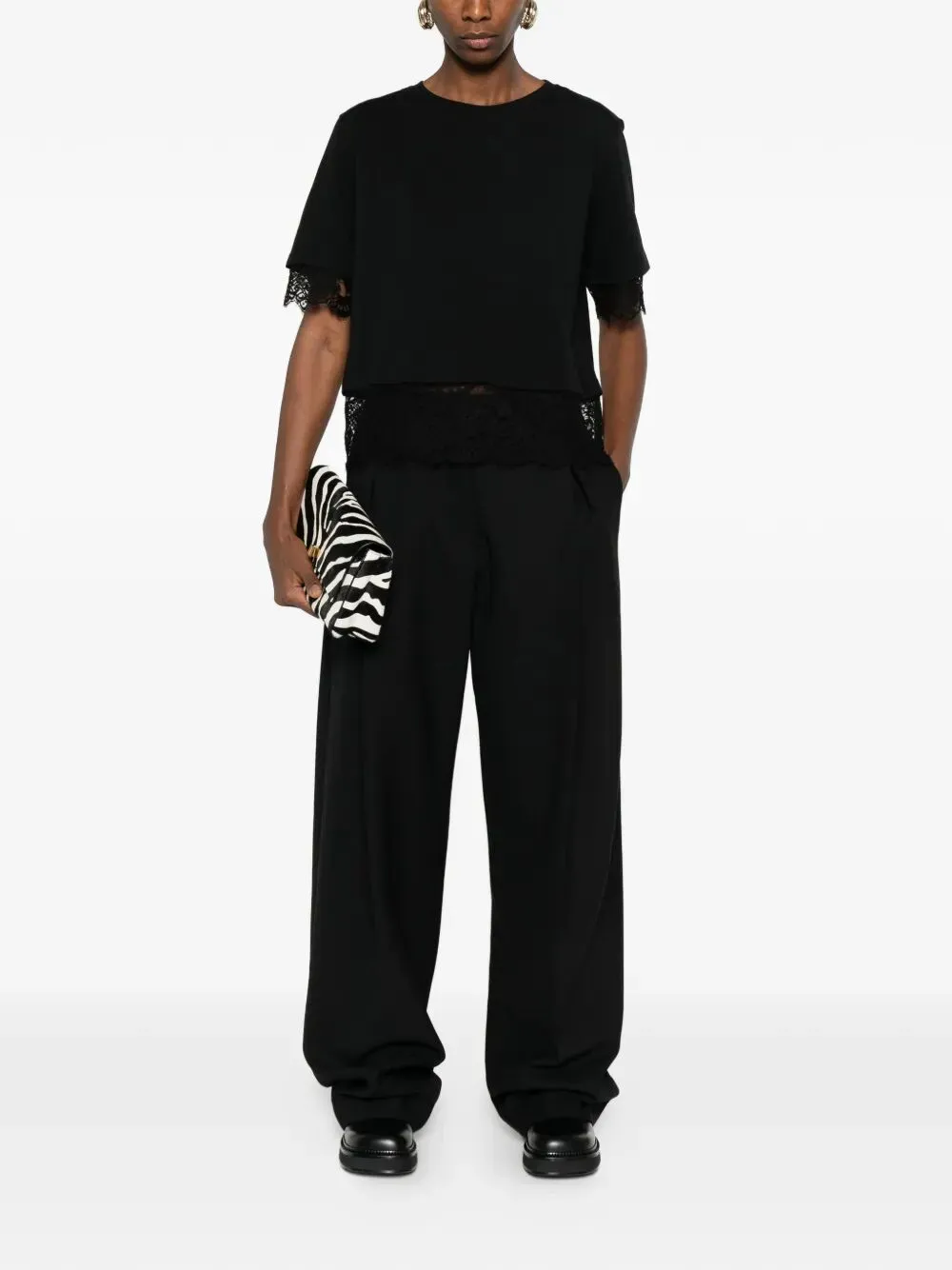 WOMEN`S LACE DETAIL T-SHIRT IN BLACK sold by Lord & Taylor product image thumbnail 2