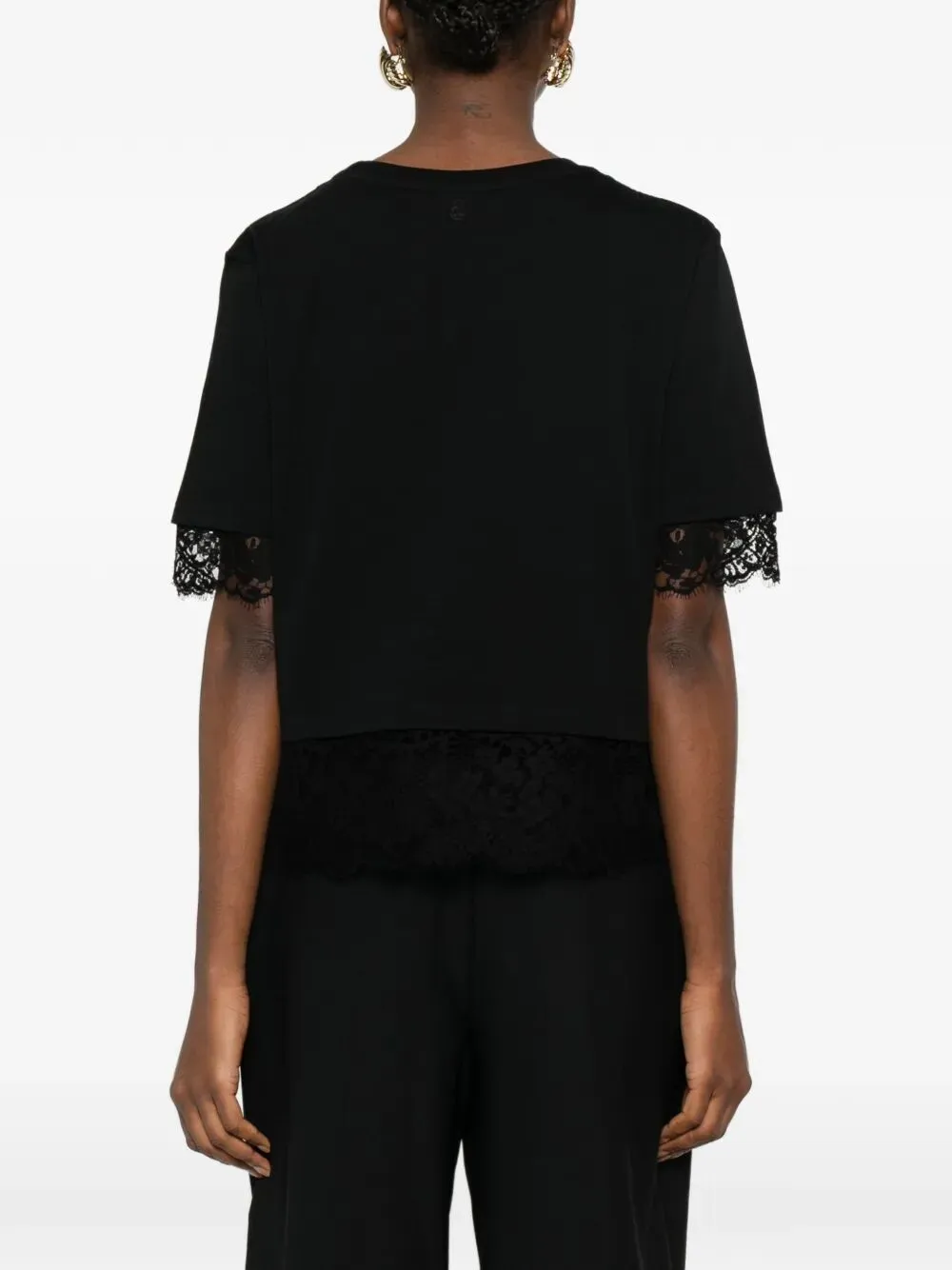 WOMEN`S LACE DETAIL T-SHIRT IN BLACK sold by Lord & Taylor product image thumbnail 3