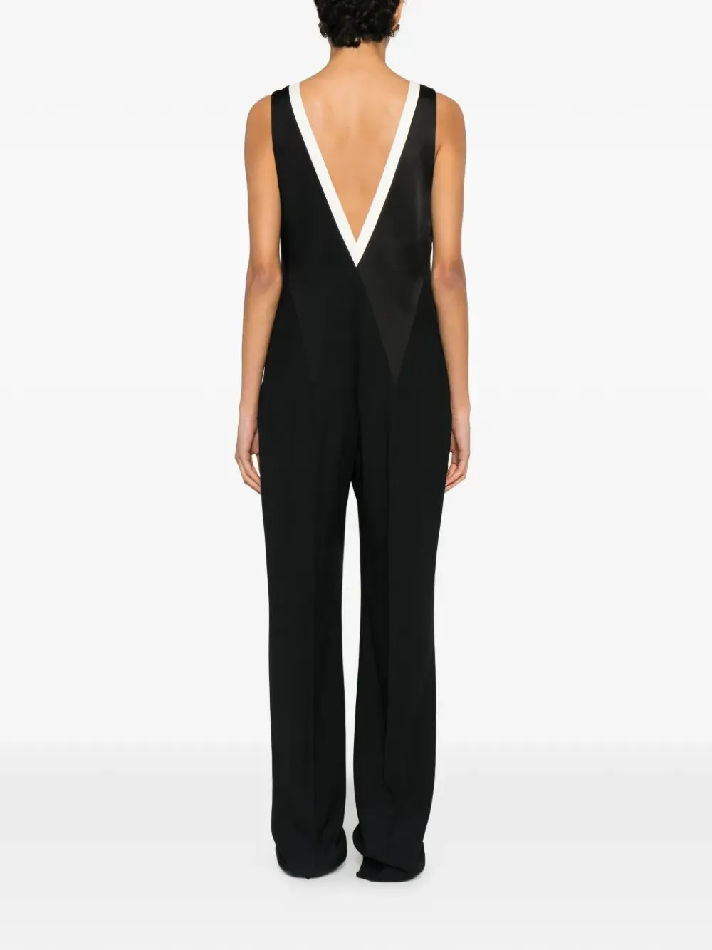 CONTRAST V-NECK JUMPSUIT sold by Lord & Taylor product image thumbnail 4