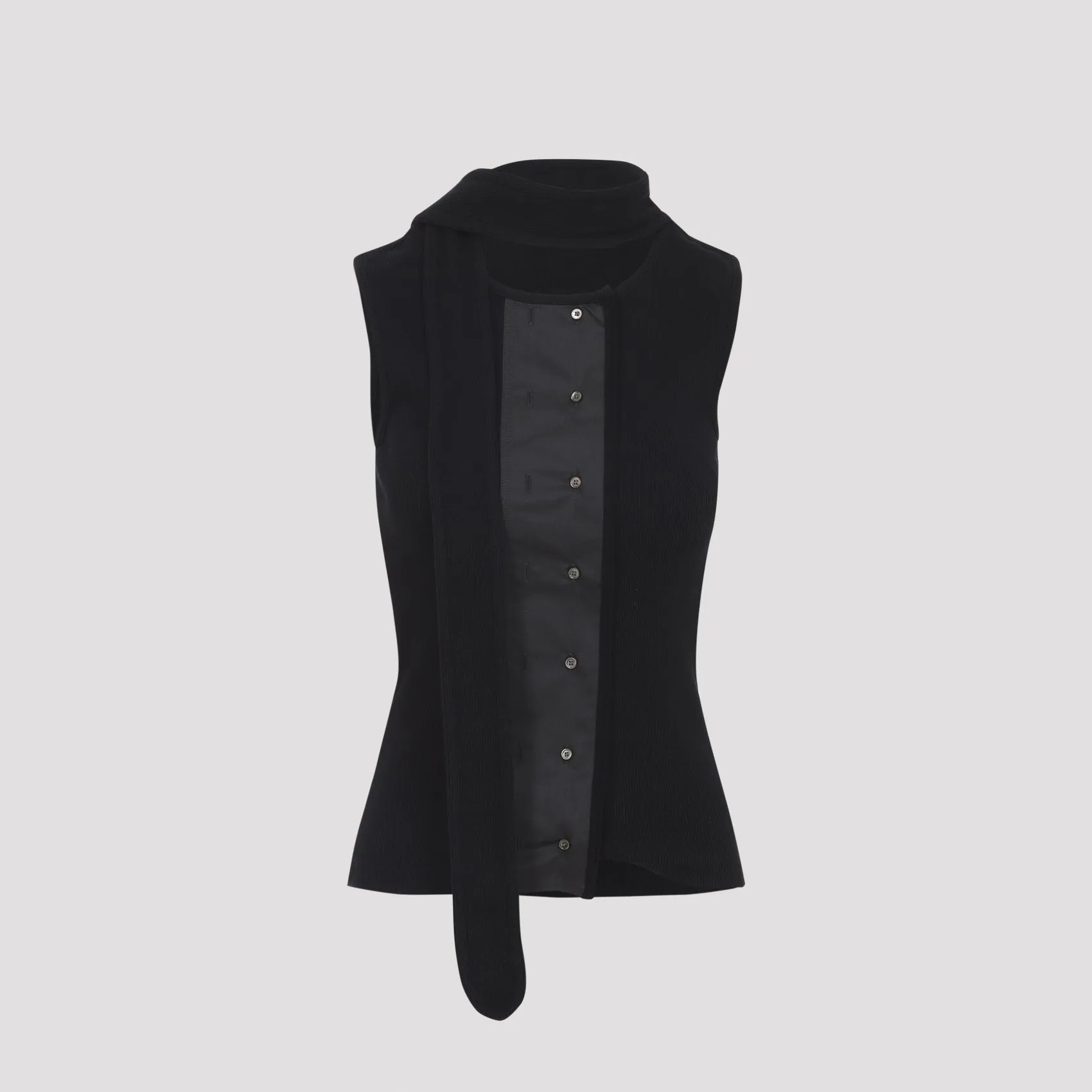 BLACK COTTON ASYMMETRICAL FITTED TOP sold by Lord & Taylor product image thumbnail 2