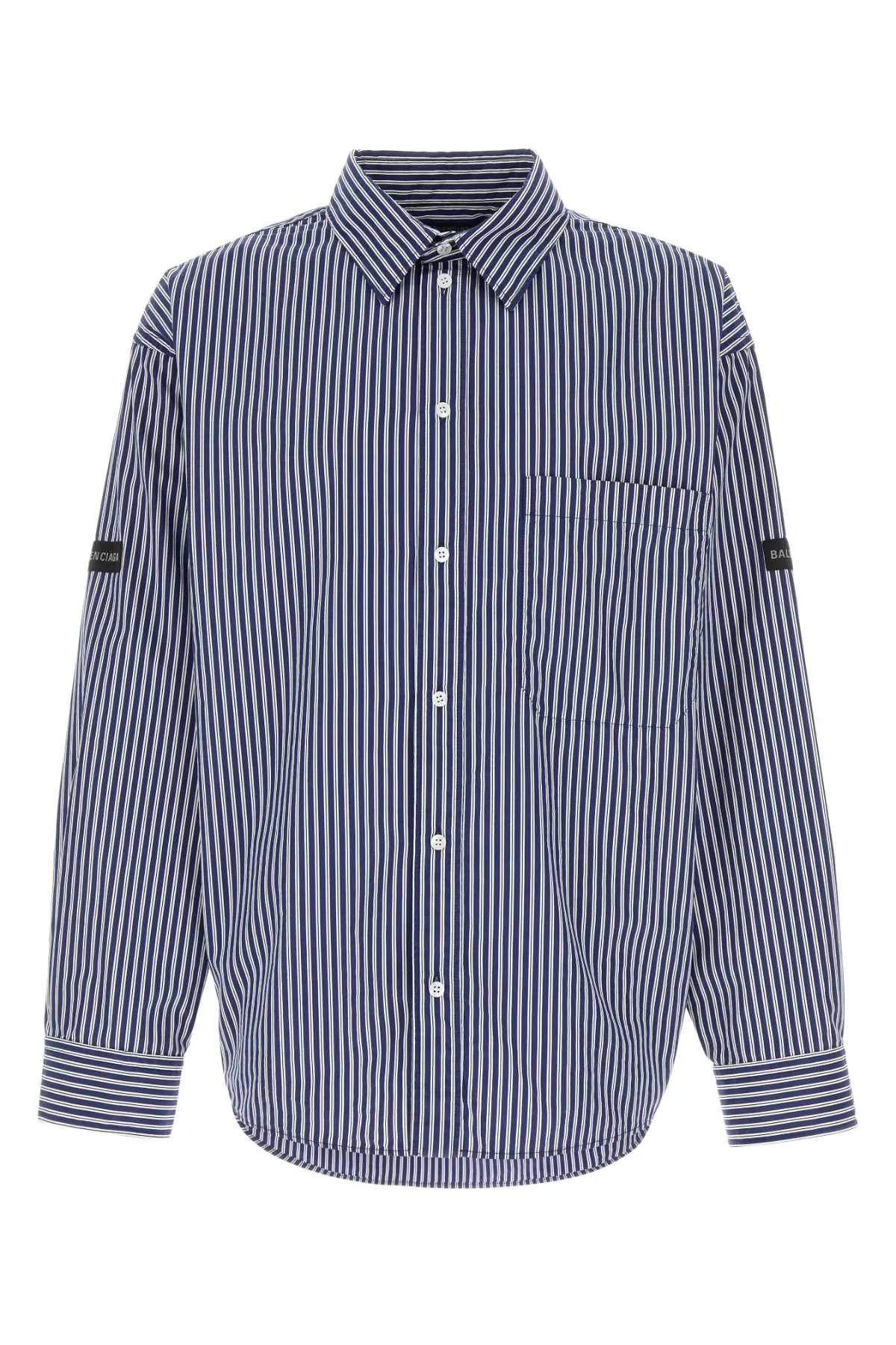 OVERSIZE NAVY BLUE AND WHITE STRIPED SHIRT sold by Lord & Taylor