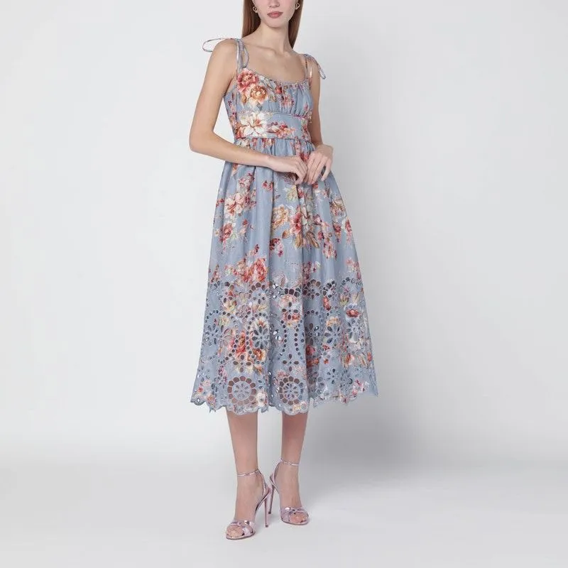 FLORALPRINT LINEN MIDI DRESS sold by Lord & Taylor
