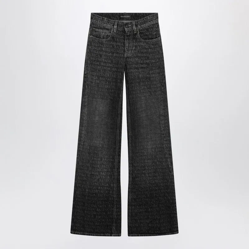 BLACK WASHED JEANS WITH JACQUARD LOGOS made by Balenciaga