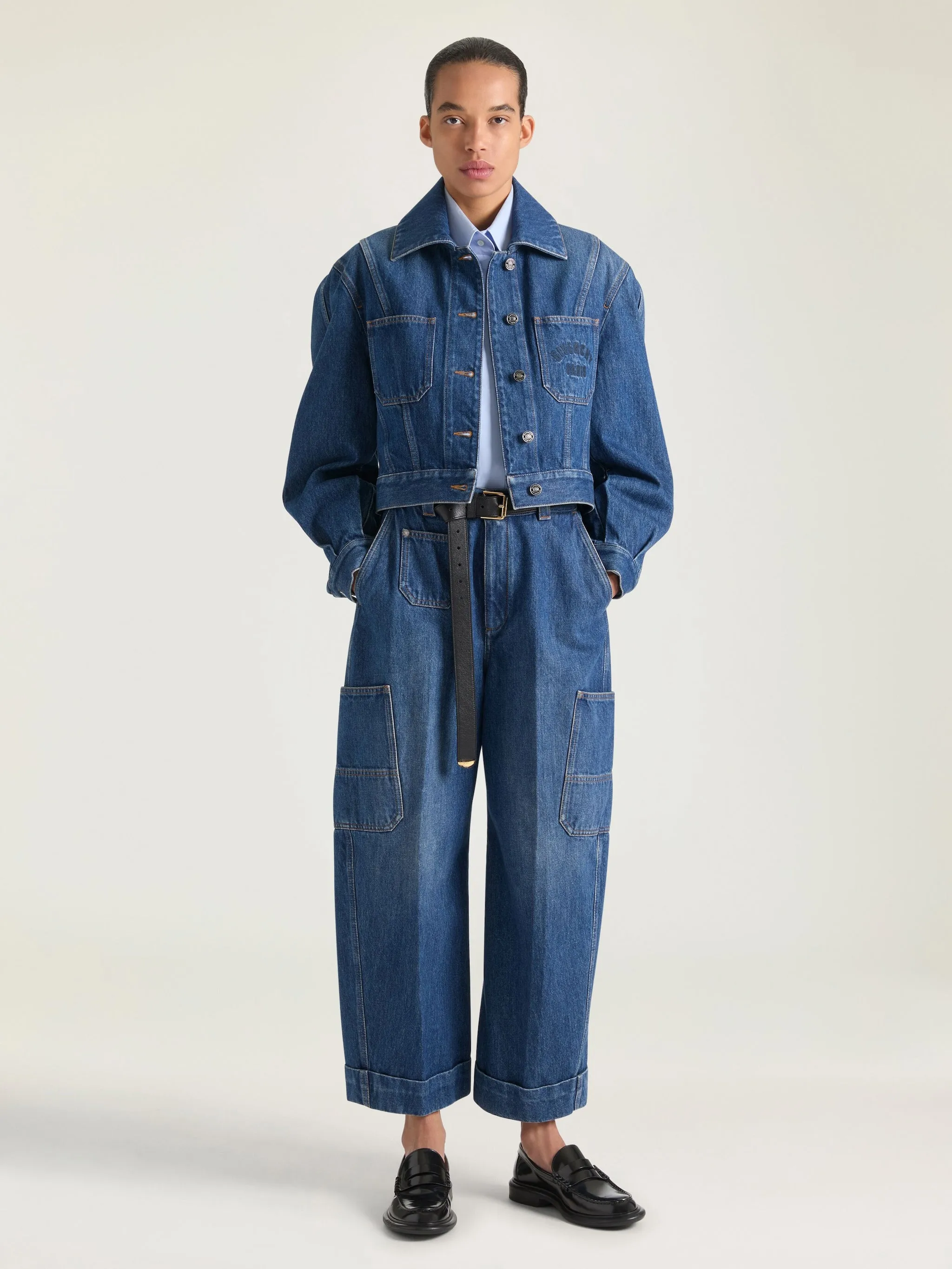 CROPPED COCOON CARGO JEANS IN MEDIUM BLUE sold by Lord & Taylor product image thumbnail 2
