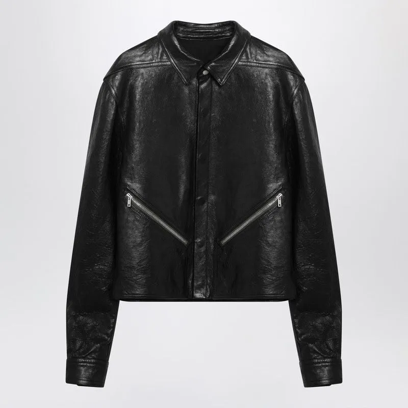 BLACK CROPPED LEATHER JACKET WITH ZIP sold by Lord & Taylor